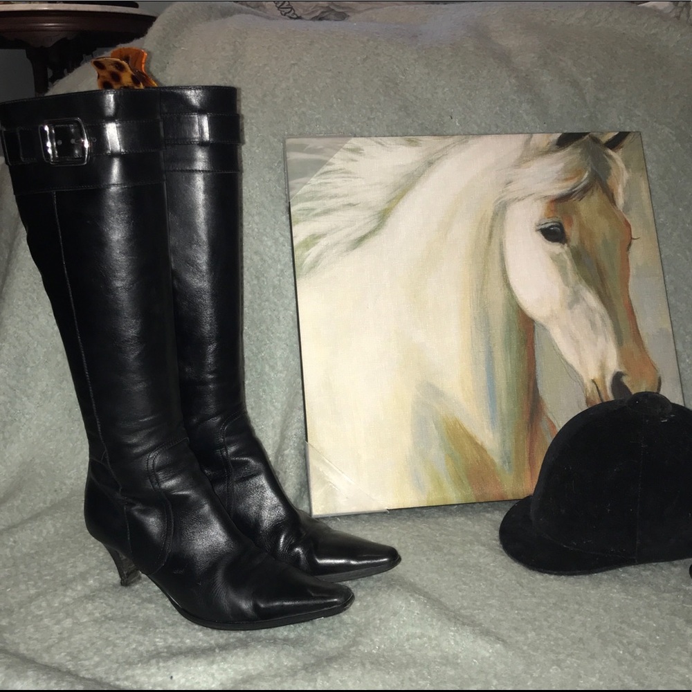 Coach black leather boots